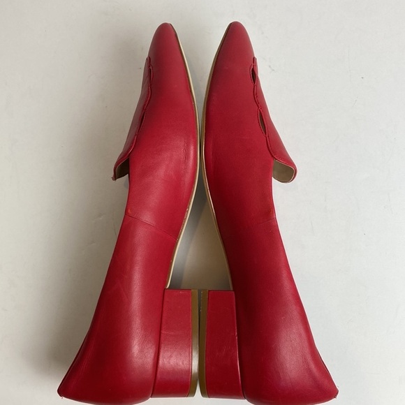 Cole Haan Leah Skimmer Pointed Toe Scallop Cut-outs Flats Sz 11 Tango Red Office - Picture 15 of 16